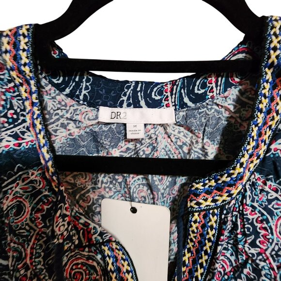 DR2 Womens Sleeveless Paisley Print Top With Embroidered Neckline - M NWT - Picture 3 of 3